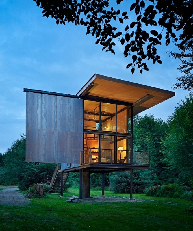 rugged steel cabin - Olson Kundig Architects 